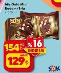 MİS GOLD MİNİ BADEM/TRİA DONDURMA 360 ML